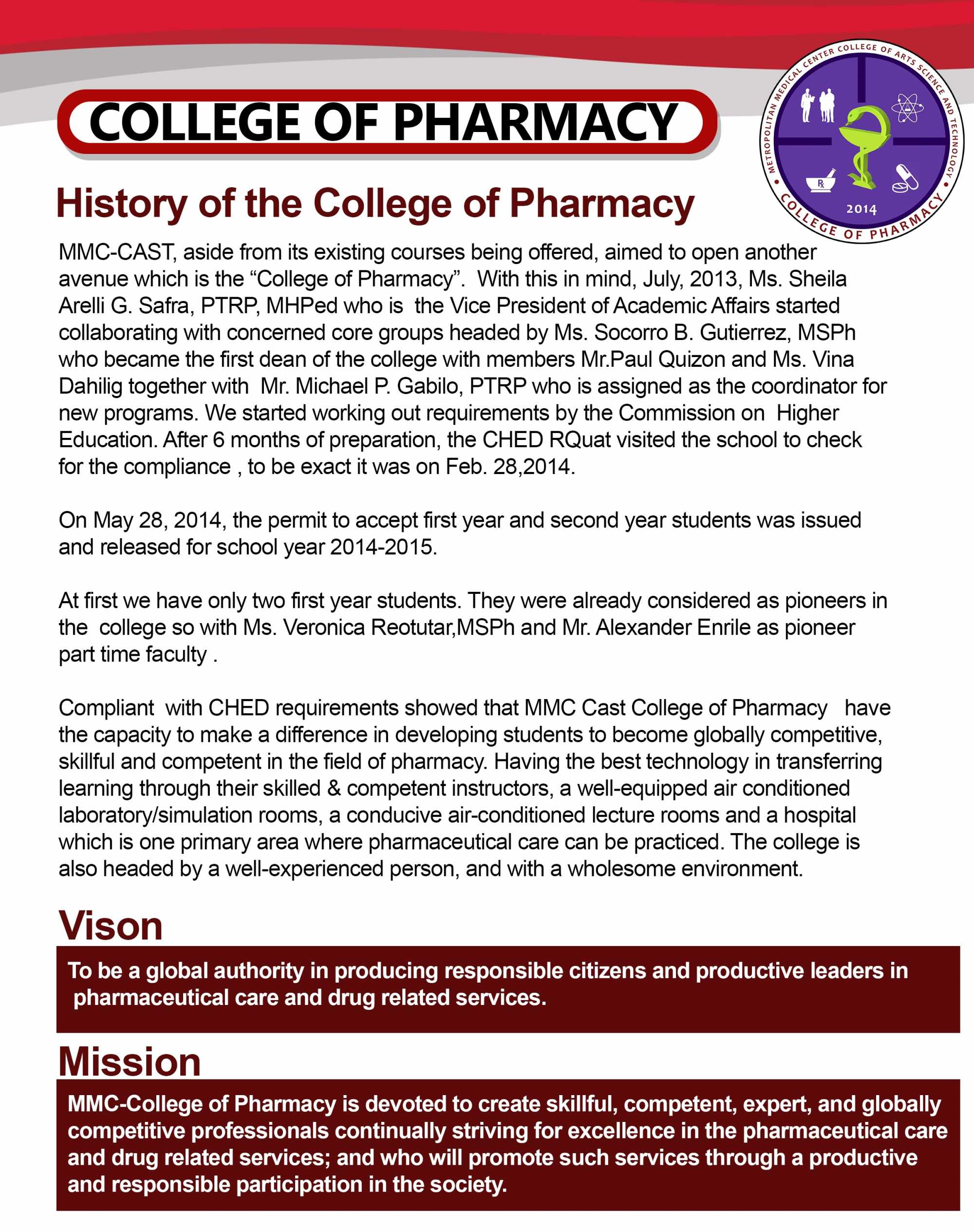 Bachelor Of Science In Pharmacy | Metropolitan Medical Center College ...